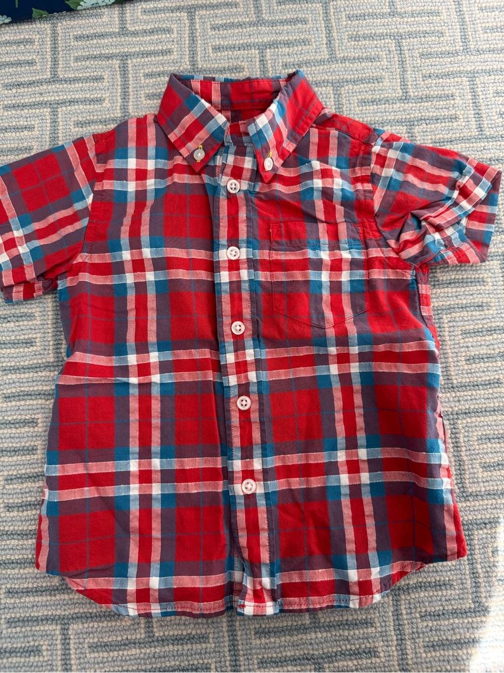 Crewcuts Red Plaid Button-Down Shirt with Blue and White Accents